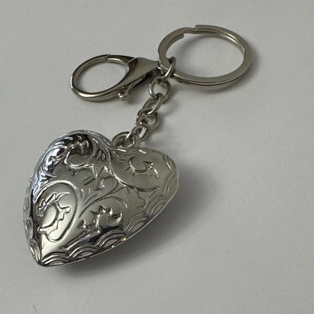 Silver Tone Heart Keychain